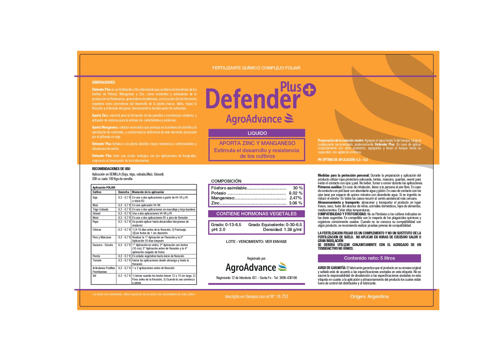 Etiqueta Defender Plus
